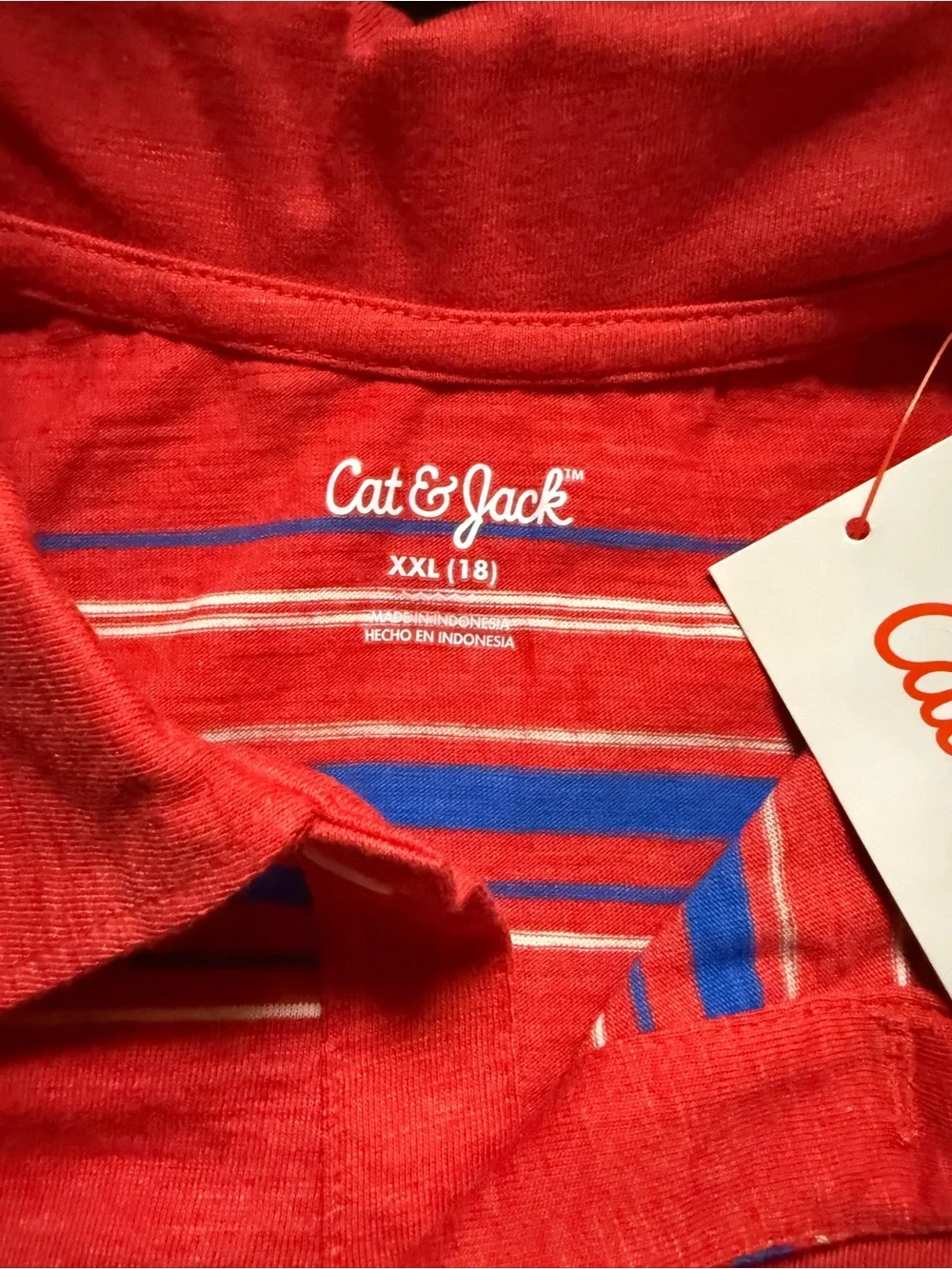 NWT Cat & Jack Red Striped Polo Shirt